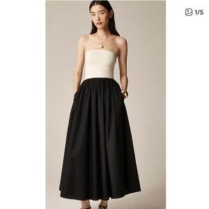 J. Crew Black and Cream A-Line Dress